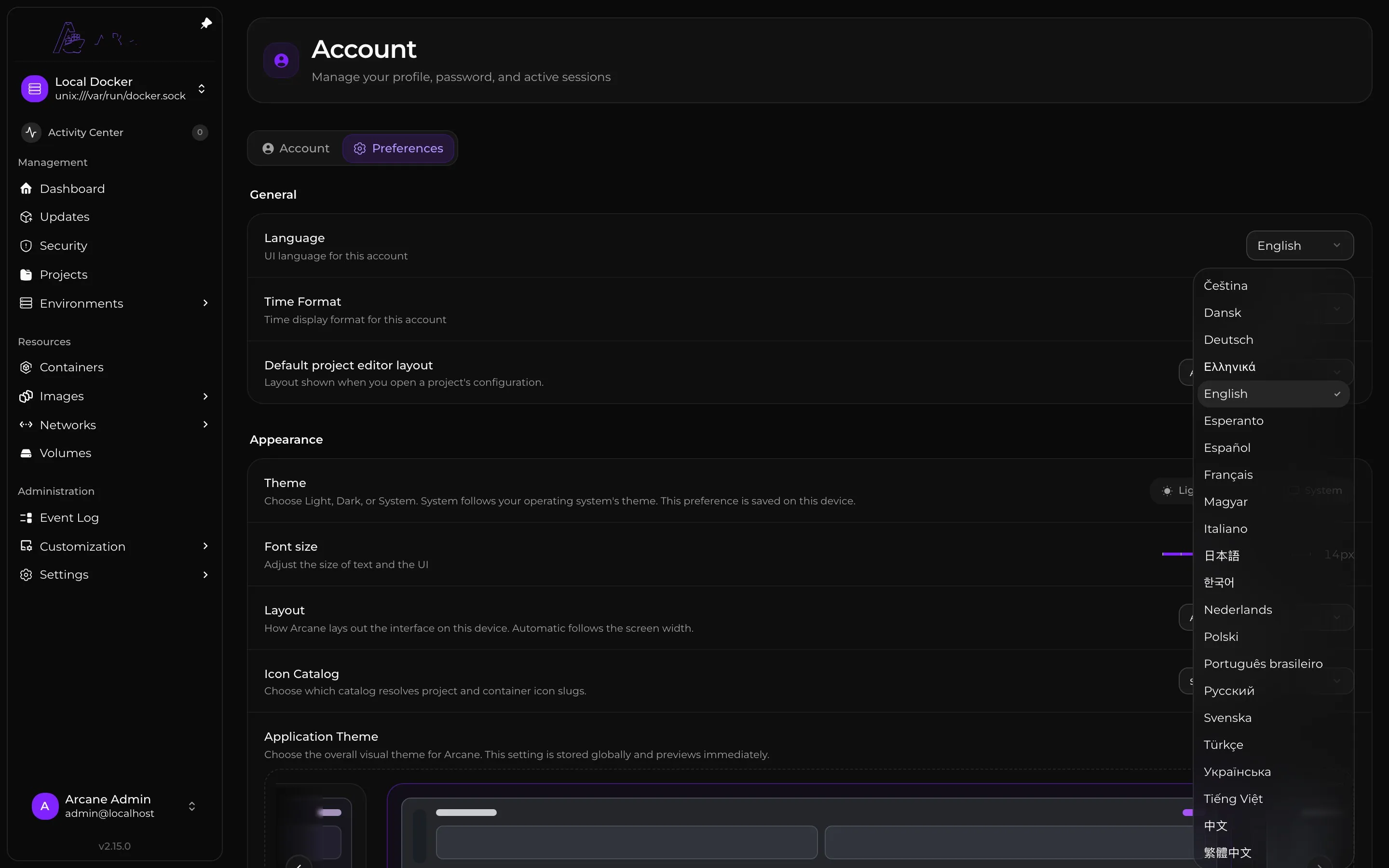Language switcher in Arcane