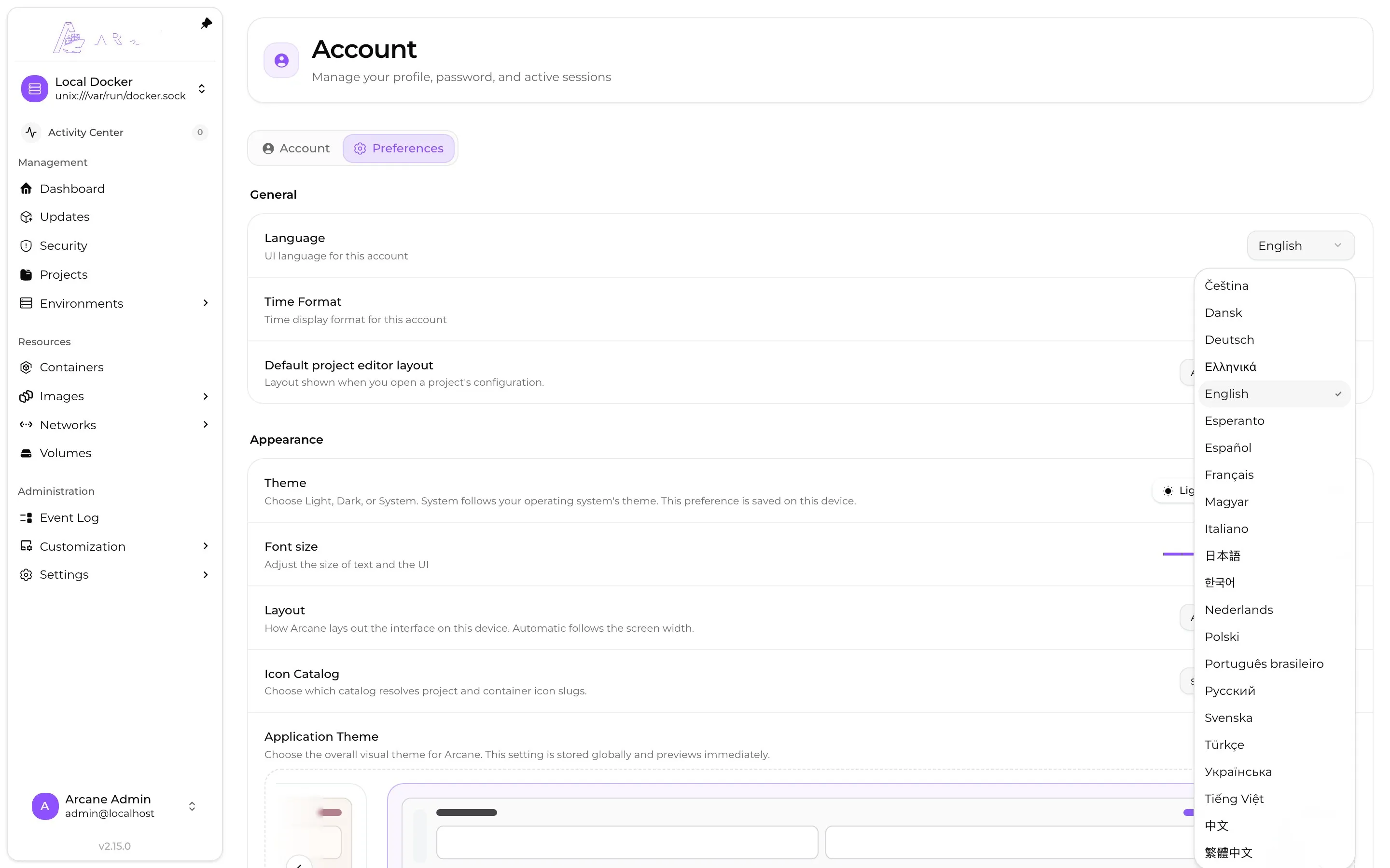 Language switcher in Arcane