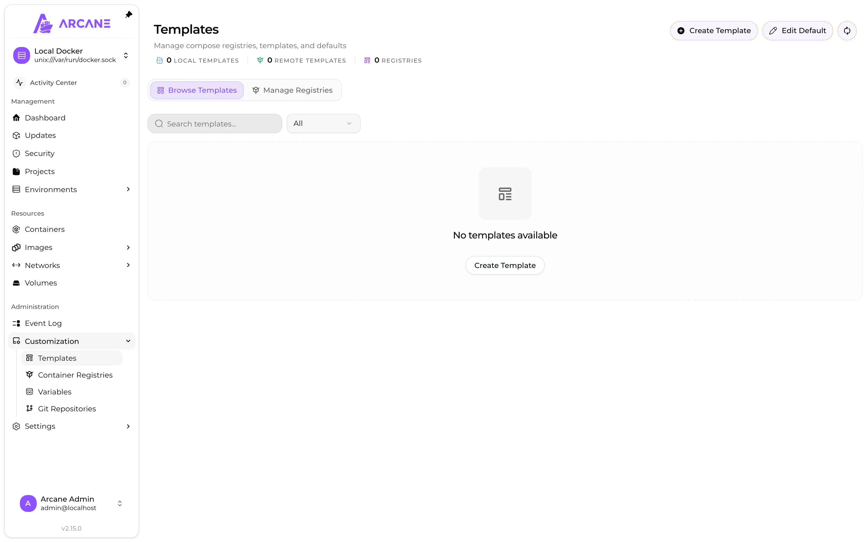Community Compose templates with application descriptions and categories.